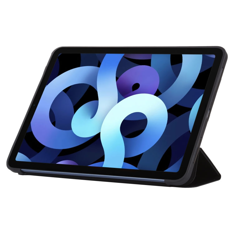 TPU Three-fold Horizontal Flip Smart Leather Case with Sleep / Wake-up Function & Holder For iPad Air 2022 / 2020 10.9(Black) - iPad Air (2022) / (2020) 10.9 Cases by buy2fix | Online Shopping UK | buy2fix