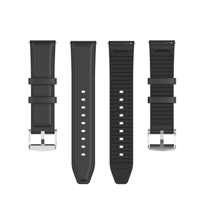 22mm Silicone Leather Watch Band for Huawei Watch GT 2 Pro(Black) by buy2fix