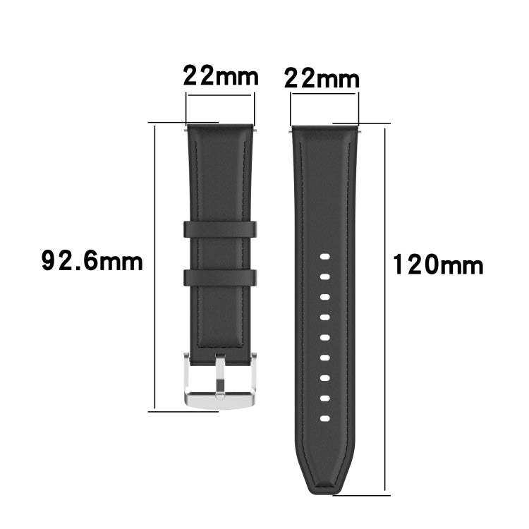 22mm Silicone Leather Watch Band for Huawei Watch GT 2 Pro(Black) by buy2fix