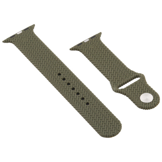 Woven Pattern Silicone Snap Watch Band For Apple Watch Series 7 41mm / 6 & SE & 5 & 4 40mm / 3 & 2 & 1 38mm(Dark Olive Green) - Watch Bands by buy2fix | Online Shopping UK | buy2fix