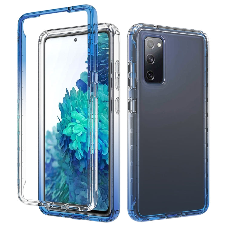 For Samsung Galaxy S20 FE Shockproof High Transparency Two-color Gradual Change PC+TPU Candy Colors Protective Case(Blue) by buy2fix