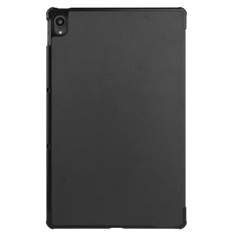 For Lenovo Tab P11 TB-J606F /Tab P11 5G Three-folding Custer Texture Smart Leather Tablet Case(Black) - Lenovo by buy2fix | Online Shopping UK | buy2fix