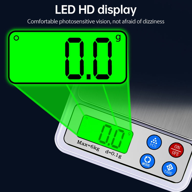 MH-555 6Kg x 0.1g High Accuracy Digital Electronic Portable Kitchen Scale Balance Device with 2.2 inch LCD Screen by buy2fix