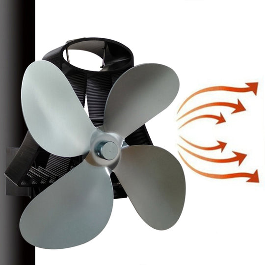 Ventilateur de poêle de cheminée alimenté par la chaleur en aluminium à 4 pales YL-105 (gris)