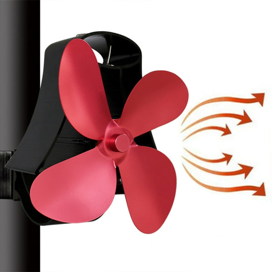 YL-105 4-Blade Aluminum Heat Powered Fireplace Stove Fan(Rose Red) by buy2fix