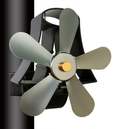 YL-106 Ventilateur de poêle de cheminée alimenté par la chaleur en aluminium haute température à 5 pales (gris)