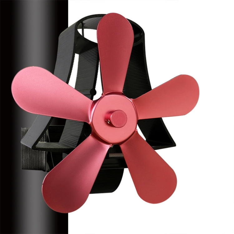 YL-106 5-Blade High Temperature Aluminum Heat Powered Fireplace Stove Fan(Rose Red) by buy2fix