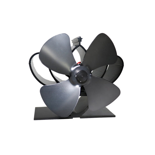 YL201 4-Blade High Temperature Metal Heat Powered Fireplace Stove Fan (Grey) by buy2fix