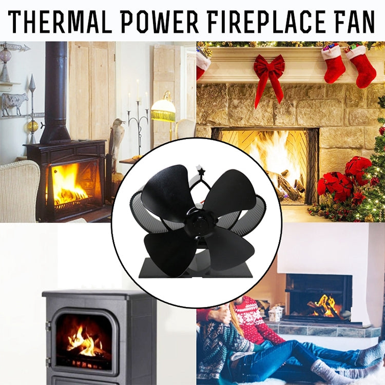 YL201 4-Blade High Temperature Metal Heat Powered Fireplace Stove Fan (Rose Red) by buy2fix