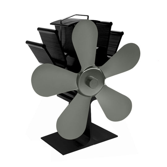 YL602 Ventilateur de poêle de cheminée à 5 pales en métal haute température alimenté par la chaleur (gris)