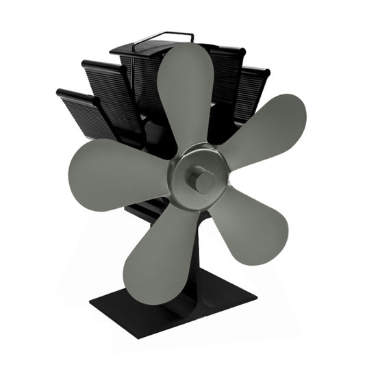 YL602 5-Blade High Temperature Metal Heat Powered Fireplace Stove Fan (Grey) by buy2fix