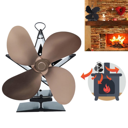 4-Blade Aluminum Heat Powered Fireplace Stove Fan (Bronze) by buy2fix