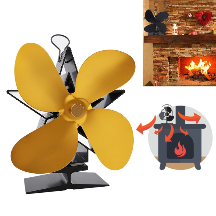 4-Blade Aluminum Heat Powered Fireplace Stove Fan (Gold) by buy2fix
