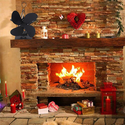 4-Blade Aluminum Heat Powered Fireplace Stove Fan (Gold) by buy2fix