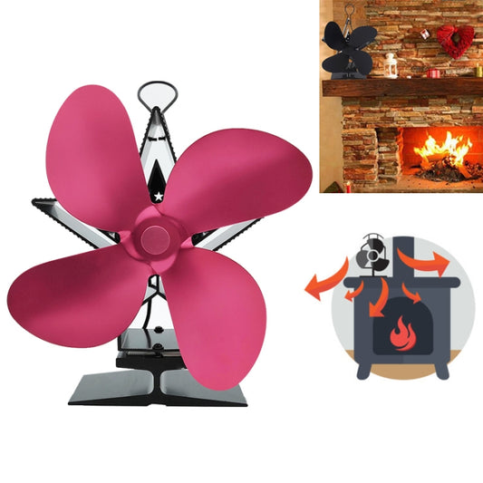4-Blade Aluminum Heat Powered Fireplace Stove Fan (Red) by buy2fix