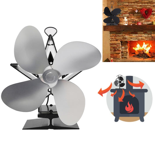 4-Blade Aluminum Heat Powered Fireplace Stove Fan (Silver) by buy2fix