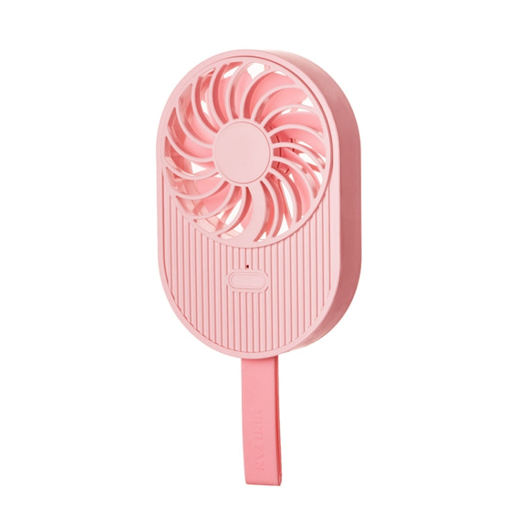 LLD-17 0.7-1.2W Ice Cream Shape Portable 2 Speed Control USB Charging Handheld Fan with Lanyard (Pink) by buy2fix