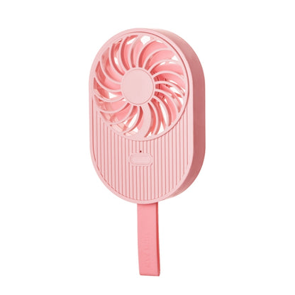 LLD-17 0.7-1.2W Ice Cream Shape Portable 2 Speed Control USB Charging Handheld Fan with Lanyard (Pink) by buy2fix