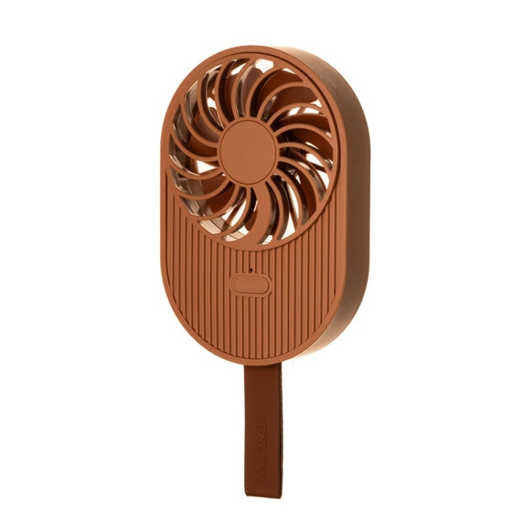 LLD-17 0.7-1.2W Ice Cream Shape Portable 2 Speed Control USB Charging Handheld Fan with Lanyard (Brown) by buy2fix