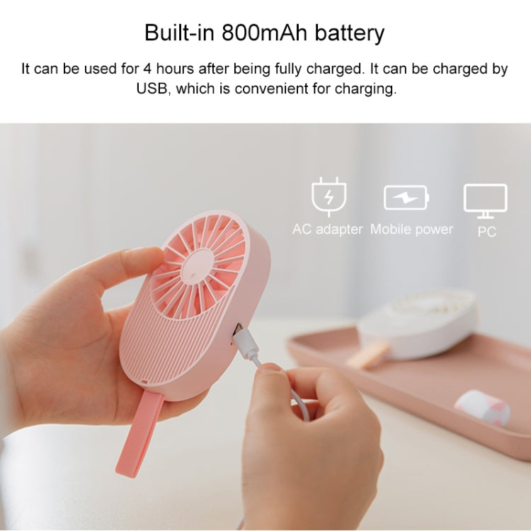 LLD-17 0.7-1.2W Ice Cream Shape Portable 2 Speed Control USB Charging Handheld Fan with Lanyard (Brown) by buy2fix