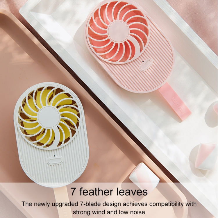 LLD-17 0.7-1.2W Ice Cream Shape Portable 2 Speed Control USB Charging Handheld Fan with Lanyard (Brown) by buy2fix