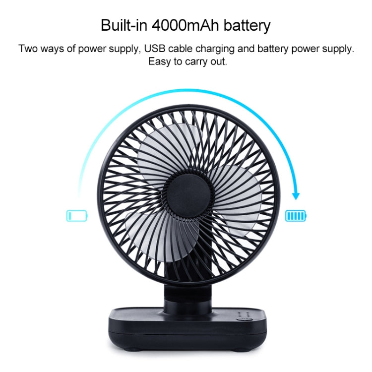 D606 4W USB Rechargeable Portable Four-speed Adjustable Desktop Fan(Black) by buy2fix