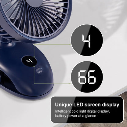 F601 Multifunctional Clip-on Electric Fan with LED Display (Blue) by buy2fix