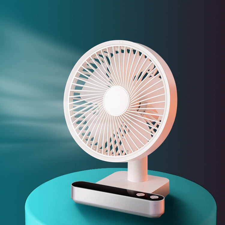 F702 Automatic Shaking Desktop Electric Fan with LED Display (White) by buy2fix