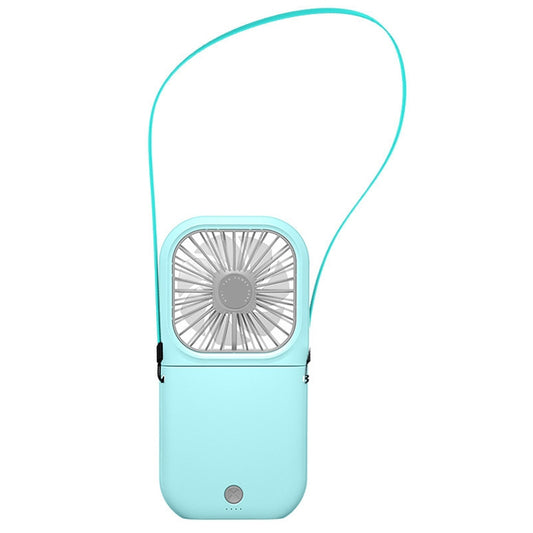 F20 Electroplating Handheld Fan Portable Desktop Folding Mute USB Hanging Neck Fan (Blue) - Electric Fans by buy2fix | Online Shopping UK | buy2fix