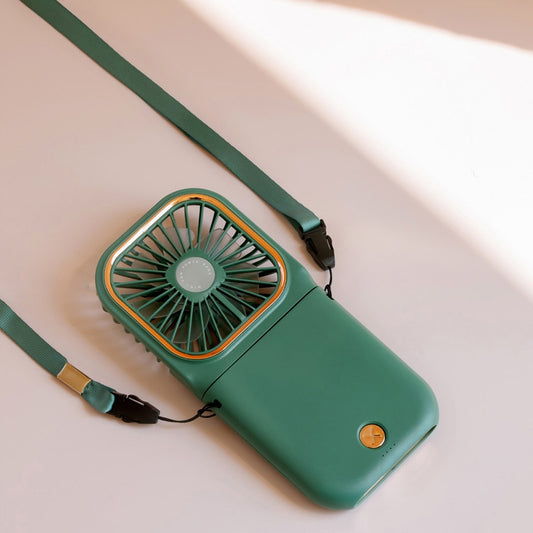F30 Electroplating Handheld Fan Portable Desktop Folding Mute USB Hanging Neck Fan, Upgraded Version (Green) by buy2fix