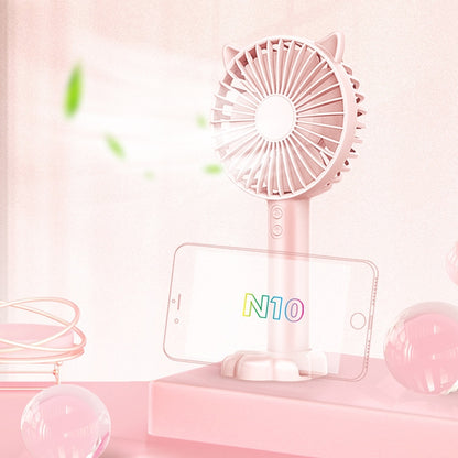 N10 Multi-function Handheld Desktop Holder Electric Fan, with 3 Speed Control (Pink) by buy2fix