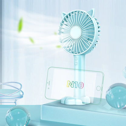 N10 Multi-function Handheld Desktop Holder Electric Fan, with 3 Speed Control (Sky Blue) by buy2fix
