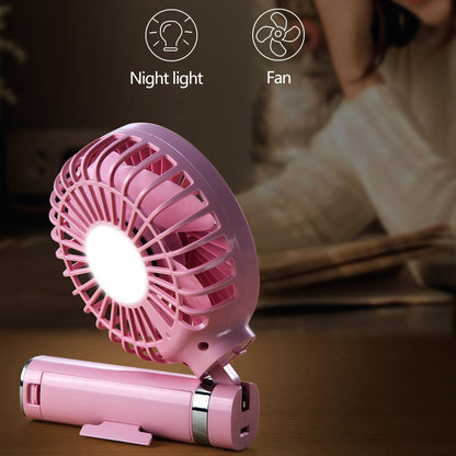 S2 Portable Foldable Handheld Electric Fan, with 3 Speed Control & Night Light (Purple) by buy2fix