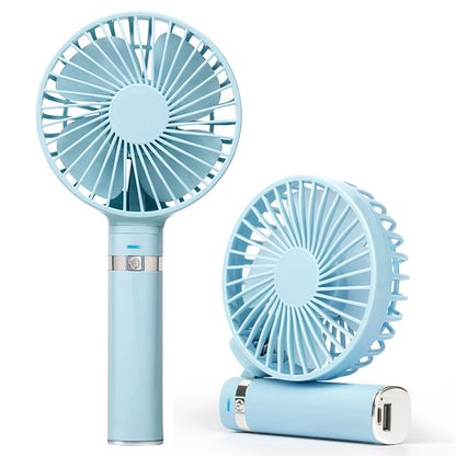 S2 Portable Foldable Handheld Electric Fan, with 3 Speed Control & Night Light (Sky Blue) by buy2fix