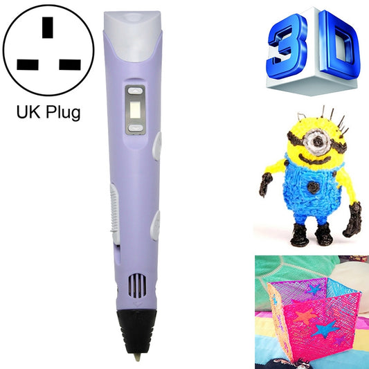 Hand-held 3D Printing Pen, UK Plug (Purple) - 3D Printer by buy2fix | Online Shopping UK | buy2fix