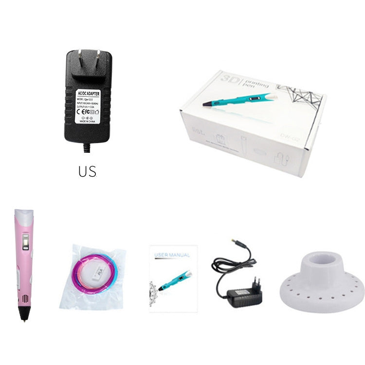 Hand-held 3D Printing Pen, US Plug(Pink) - 3D Printer by buy2fix | Online Shopping UK | buy2fix