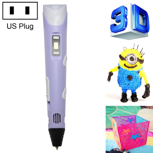 Hand-held 3D Printing Pen, US Plug(Purple) - 3D Printer by buy2fix | Online Shopping UK | buy2fix