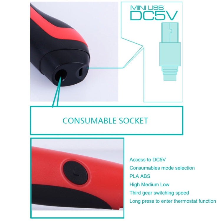 Gen 6th ABS / PLA Filament Kids DIY Drawing 3D Printing Pen with LCD Display(Blue+Black) by buy2fix