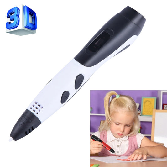Gen 6th ABS / PLA Filament Kids DIY Drawing 3D Printing Pen with LCD Display(White+Black) by buy2fix