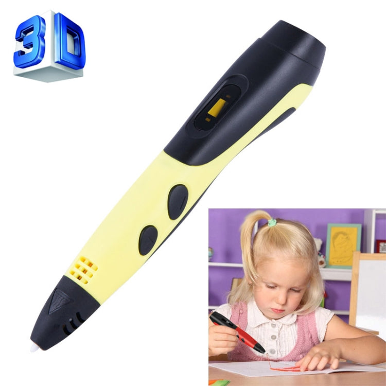 Gen 6th ABS / PLA Filament Kids DIY Drawing 3D Printing Pen with LCD Display(Yellow+Black) by buy2fix