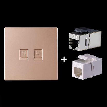 CAT.6 Shielded Pass-through Network Module, Dual Ports Panel + Shielded Pass-through + Telephone Socket (Gold) by buy2fix