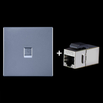 CAT.6 Shielded Pass-through Network Module, Single Port Panel + Shielded Pass-through (Grey) by buy2fix