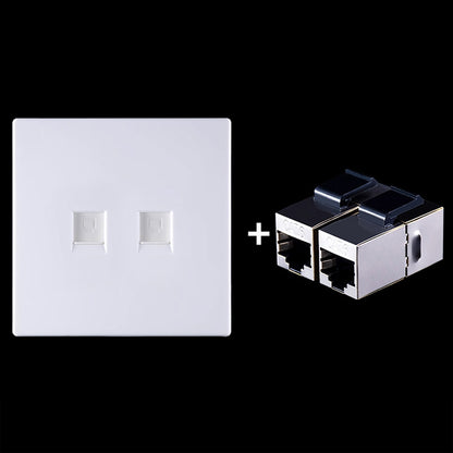 CAT.6 Shielded Pass-through Network Module, Dual Ports Panel + Shielded Pass-through (White) by buy2fix