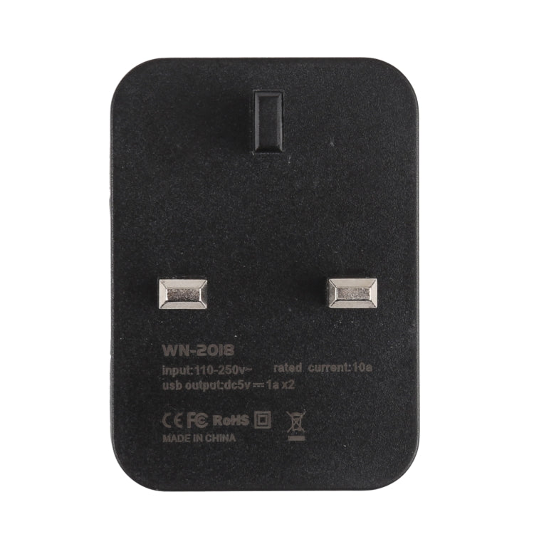 WN-2018 Dual USB Travel Charger Power Adapter Socket, UK Plug - USB Charger by buy2fix | Online Shopping UK | buy2fix