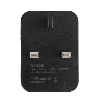 WN-2018 Dual USB Travel Charger Power Adapter Socket, UK Plug - USB Charger by buy2fix | Online Shopping UK | buy2fix