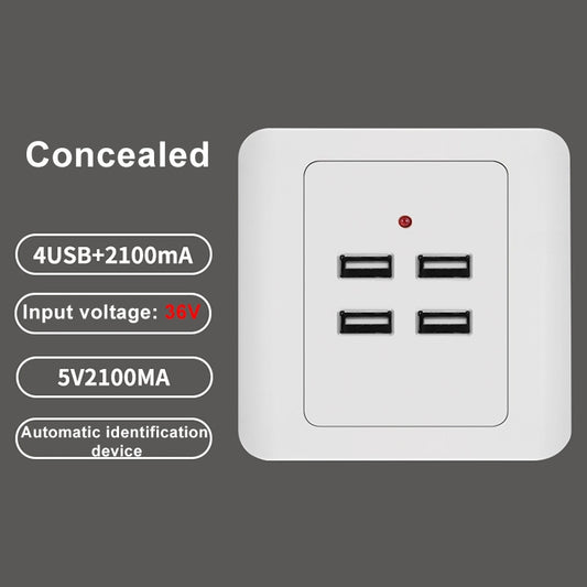 5V 3.1A 4 Ports USB Wall Charger Adapter Dock Station Socket Power Panel, 36V input -  by buy2fix | Online Shopping UK | buy2fix