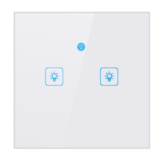 WS-UK-02 EWeLink APP & Touch Control 2A 2 Gangs Tempered Glass Panel Smart Wall Switch, AC 90V-250V, UK Plug - Smart Socket by buy2fix | Online Shopping UK | buy2fix
