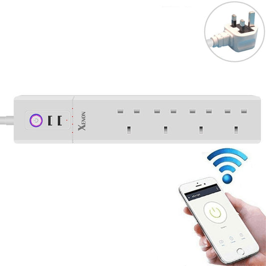 2 x USB Ports + 4 x UK Plug Jack WiFi Remote Control Smart Power Socket Works with Alexa & Google Home, Cable Length: 1.8m, AC 90-265V, UK Plug - Smart Socket by buy2fix | Online Shopping UK | buy2fix