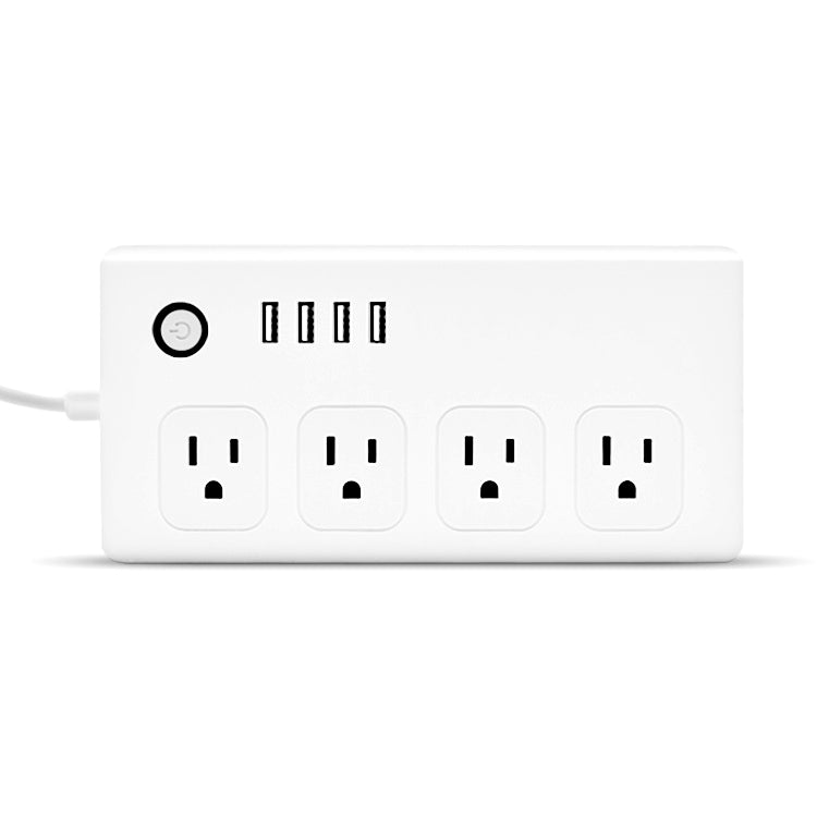 4 x USB Ports + 4 x US Plug Jack WiFi Remote Control Smart Power Socket Works with Alexa & Google Home, AC 110-240V, US Plug - Smart Socket by buy2fix | Online Shopping UK | buy2fix
