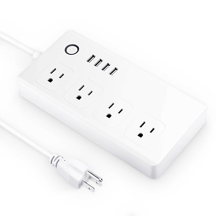 4 x USB Ports + 4 x US Plug Jack WiFi Remote Control Smart Power Socket Works with Alexa & Google Home, AC 110-240V, US Plug - Smart Socket by buy2fix | Online Shopping UK | buy2fix